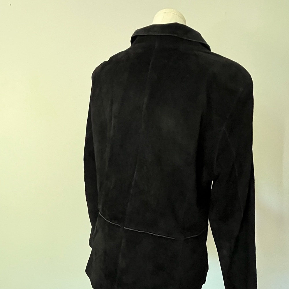 Black Suede Button-Front Jacket - image 7